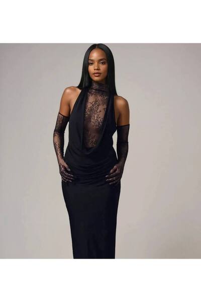 TAYT VEGAS Lace Garnished Glove Dress