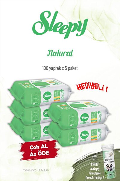 Sleepy 5 Paket Natural Kişisel Bakım Havlusu 100'lü ve Rosie