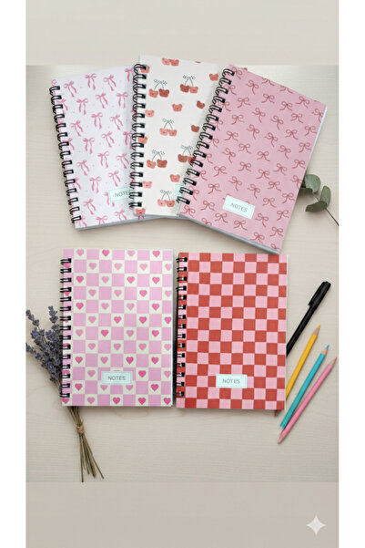 Defterci Notebook, School Notebook, Spiral Notebook Set of 5, 82 Sheets Each,...