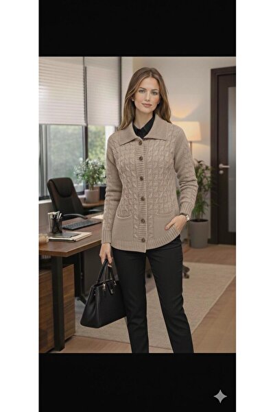 yardıtekstil Collared Knitwear Cardigan with Buttons Stylish and Comfortable