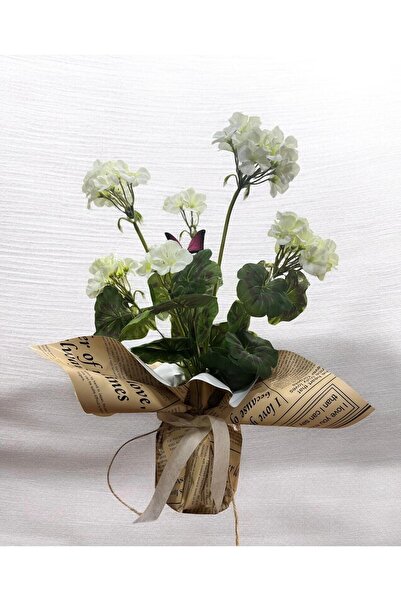 sedoshhomevision Artificial Geranium Arrangement for Women's Day – in Glass Vase