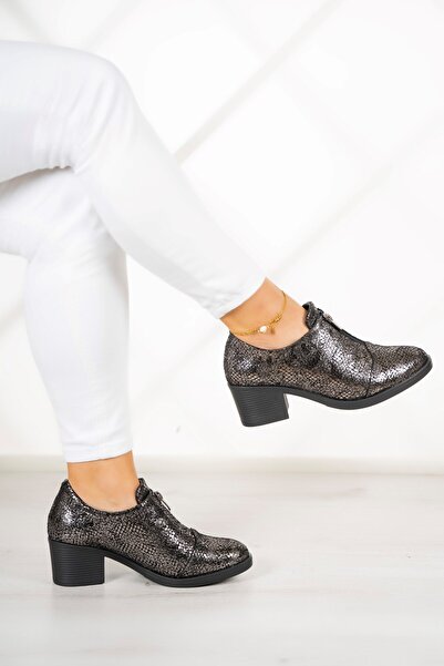 Erkan Saçmacı Pantofi casual cu toc din piele naturală Brittany Silver Snake