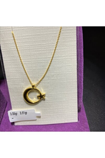 paksoy kuyumculuk 22 Ayar Altın Kolye Ayyıldız Özel Tasarım 3.06gr Kadın Hedi...