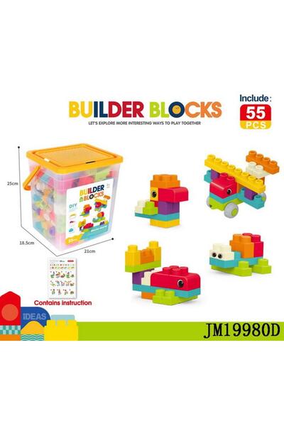 Colorland Kids Home Toys Builder Blocks with 55 Pcs Accessories