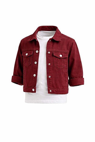 Lolliboomkids Boy's - Girl's Burgundy Color Denim Jacket