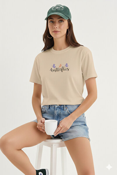 FAVORİST Γυναικείο μπλουζάκι με στάμπα πεταλούδες