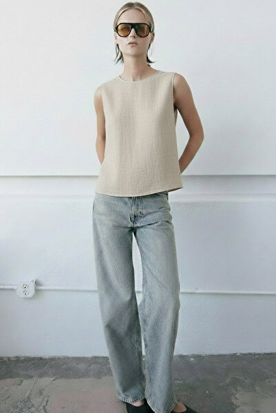 Maule Λινό Lyocell με κουμπιά στην πλάτη, γυναικεία μπλούζα με λαιμόκοψη ποδη...