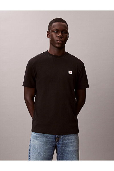 Calvin Klein Erkek SS Waffle Badge Bisiklet Yaka T-shirt
