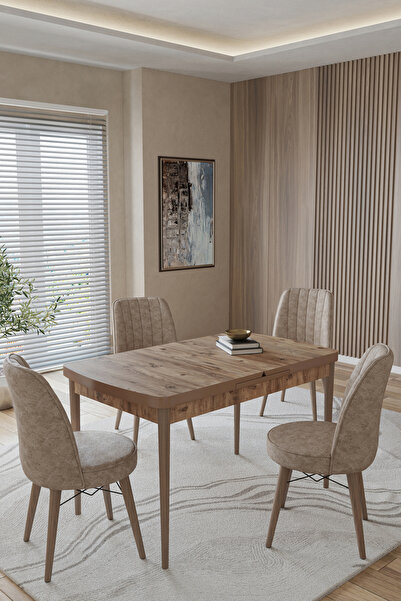 TOCE HOME Maslen Serisi 80X130 Açılır Masa Yemek Odası Takımı, Mutfak Takımı ...