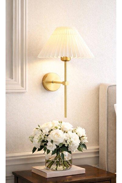 Buiva Umbrella Pileli Abajur Pilli Duvar Aplik Eskitme Gold Kablosuz Aplik