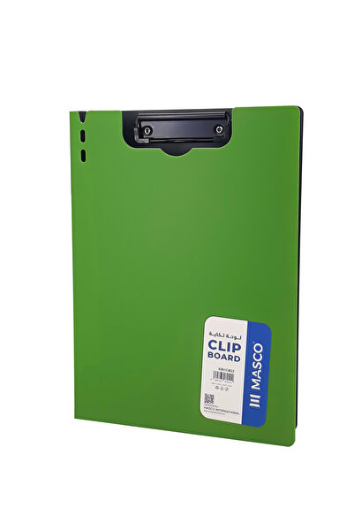 MASCO A4 Pressboard Clip File Folder with Strong Metal Clip, Green