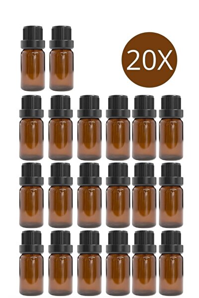 Evove Cosmetics 20 Adet 10cc Amber Renk Cam Şişe, Uçucu Yağ Şişesi boş Içten