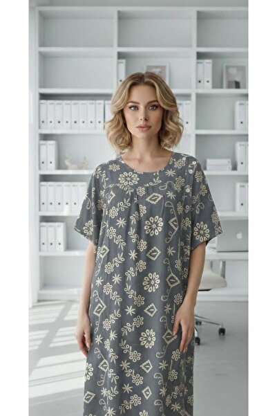 BRK Women's soft cotton short-sleeved nightgown