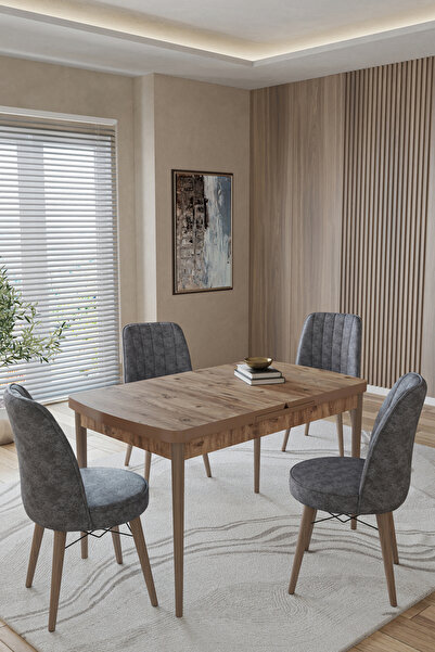 TOCE HOME Marlen Serisi 80X130 Açılır Masa Yemek Odası Takımı, Mutfak Takımı ...