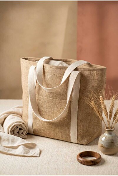 YUNUSOĞLU HOME حقيبة كتف من القش الطبيعي ذات ملمس خاص، حقيبة يومية وشاطئية كب...