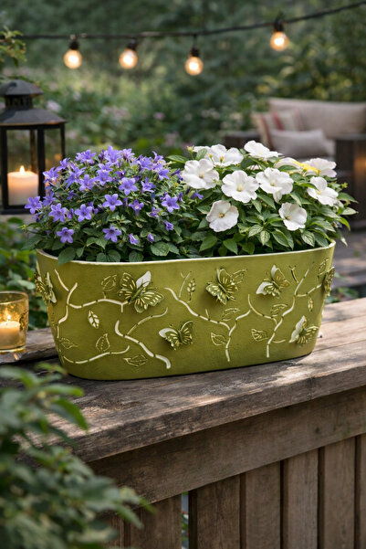 Binbirreyon 3 Boyutlu Balkon Saksı Oval Kelebek 29x16x15cm Renkli AH095R