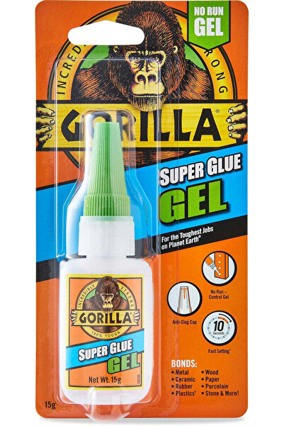 GORILLA Super Glue Gel 15 Gram – Clear, Thick No-Drip Formula