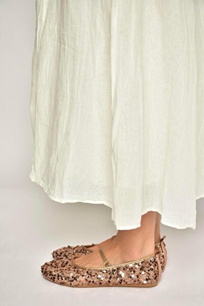 Fox Shoes Y250322040 Bronze Fabric Sequined Women's Ballerinas