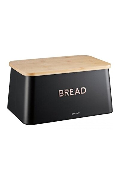 Kinghoff Black Bread Box with Wooden Lid KH-1948