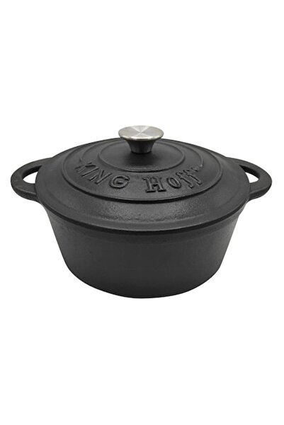 Kinghoff Cast Iron Pot with Lid, 4L, 24 cm, Black