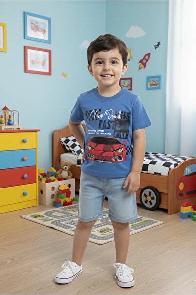 FURKYY Boy's Summer Denim Shorts Top and Bottom Set