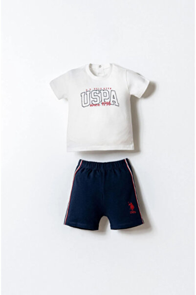 U.S. Polo Assn. U.S.POLO ASSN USB2873 طقم شورت أبيض للأطفال الأولاد