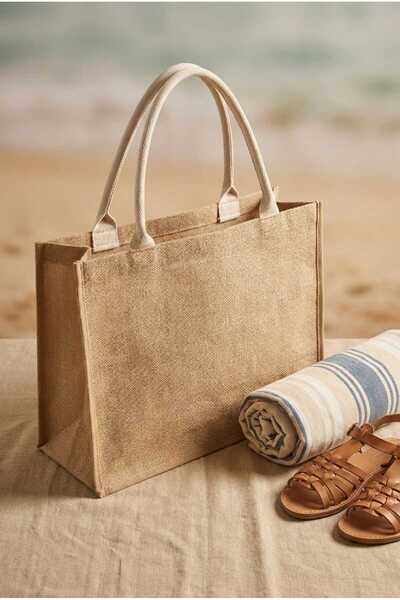 YUNUSOĞLU HOME Geantă de plajă din paie cu textură naturală, cu volum mare, g...