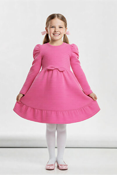 MODANINO Girl's Dress - Padded Shoulders - Bow Detail - Ages 2-10 12530