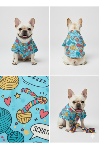 MİHAVLA Scracth-Bounce Themed Pop-Art Summer Pet Shirt