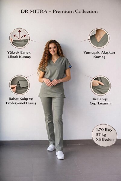 Dr. Mitra Uniformă unisex pentru chirurgi, asistenți medicali, din Lycra verd...