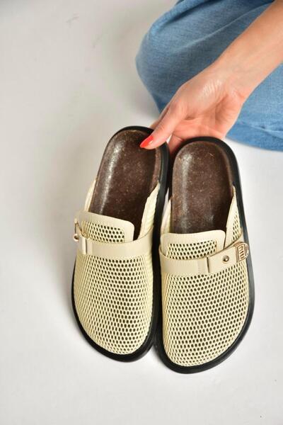Fox Shoes Y250505015 Beige Mesh Closed Front Women's Slippers
