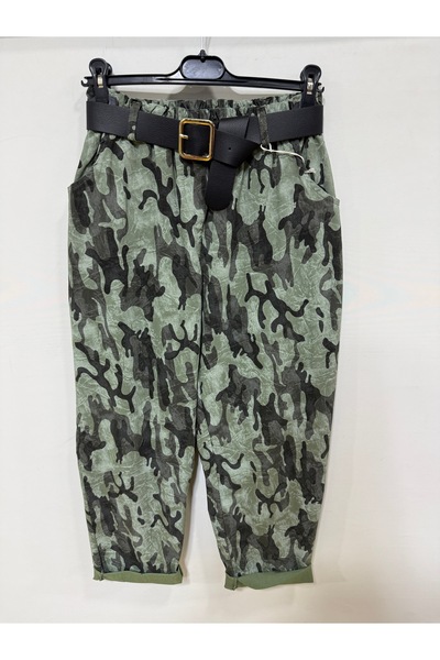 della moor Women's Khaki Italian Camouflage Pattern Loose Fit Wide Leg Carrot...