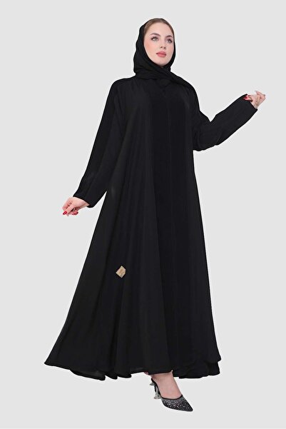 mothhela Stylish flared abaya with buttons in black