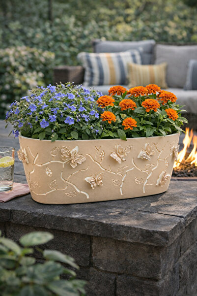 Binbirreyon 3 Boyutlu Balkon Saksı Oval Kelebek 29x16x15cm Renkli AH095R