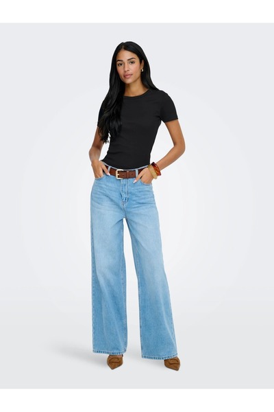 ONLY ONLVAL S/S O-NECK TOP JRS Tricou negru pentru femei - 15369240