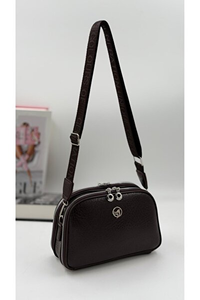 DMG Collection 4-Compartment Column Strap Detailed Women's Shoulder Bag Coffee