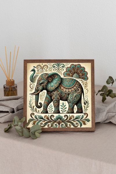 Dekorsiahome Tablou pătrat cu ramă din lemn TK3390