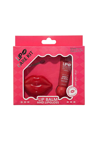 LOVEME BEAUTY بوكس لوف مي الوردي للعناية بالشفاة : مرطب شفايف فراولة وجلوس كر...