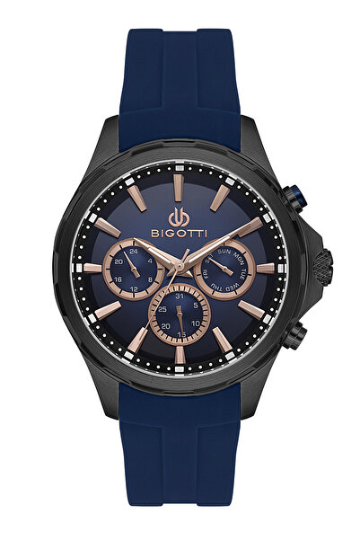 Bigotti Raffinato Dark Blue Silicone Band Watch for Men BG.1.10679-3