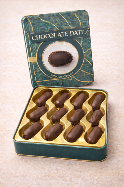 SELKUR Çikolata Kaplamalı Kudüs Hurması 360GR-12 ADET -ANTEP FISTIKLI-