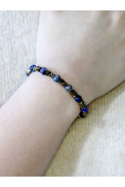 esha Natural Stone Sodalite Hematite Natural Stone Women's Natural Stone Brac...