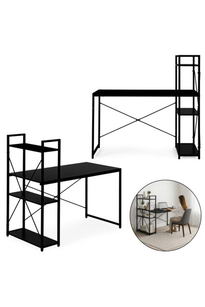 JollyMag Office table with black side shelf, 120x60 cm, JollyMag, STL24CZ