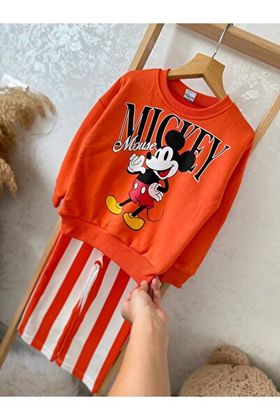 MICKEY MOUSE BASKILI ÇİZGİLİ TAKIM