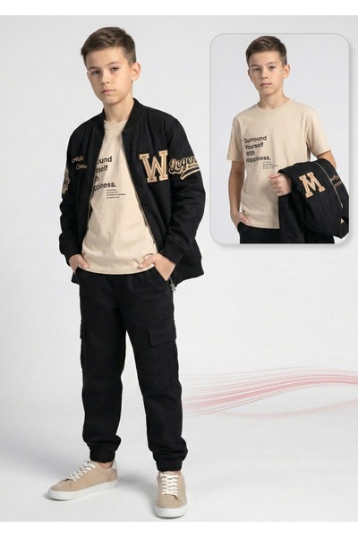 DMB BOYS & GIRLS Set casual de sărbătoare pentru băieți, 3 piese, cu pantalon...