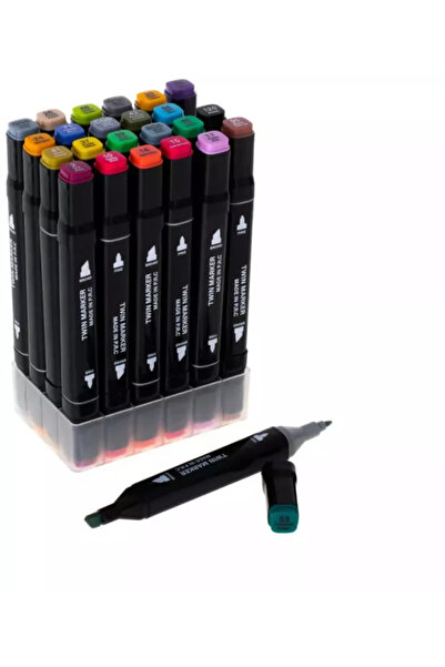 OEM Set of 24 Professional Markers with 2 Tips, Vibrant Colors for Art, Sketc...