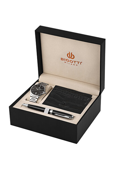 Bigotti Quotidiano Silver Stainless Steel Watch Gift Set for Men BG.1.10695-2