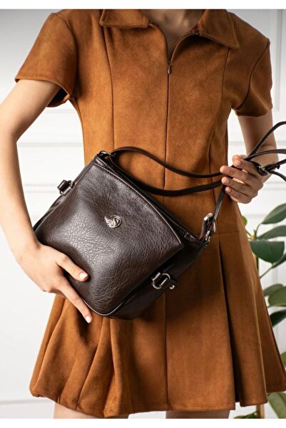 bag Women's Washed Soft Faux Leather 3-Compartment Shoulder and Crossbody Bag