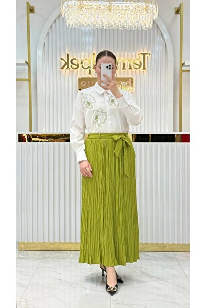 KLAPA Pilise țesut Fusta cu cu buzunare curele