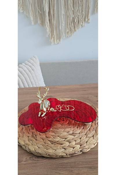 MUJA DEC 30X19 cm Red Acrylic Decorative Presentation Tray – Object Presentat...