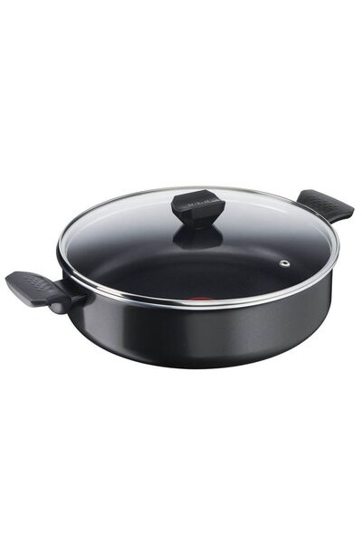 TEFAL Simply Clean Deep Pot with Glass Lid, Aluminum, 28 cm, Black